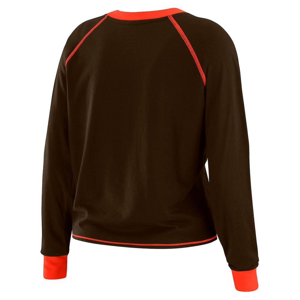 WEAR by Erin Andrews Women's Tie-Front Long Sleeve T-Shirt - Cleveland Browns