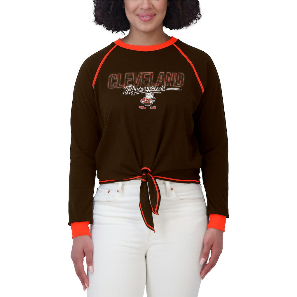 WEAR by Erin Andrews Women's Tie-Front Long Sleeve T-Shirt - Cleveland Browns