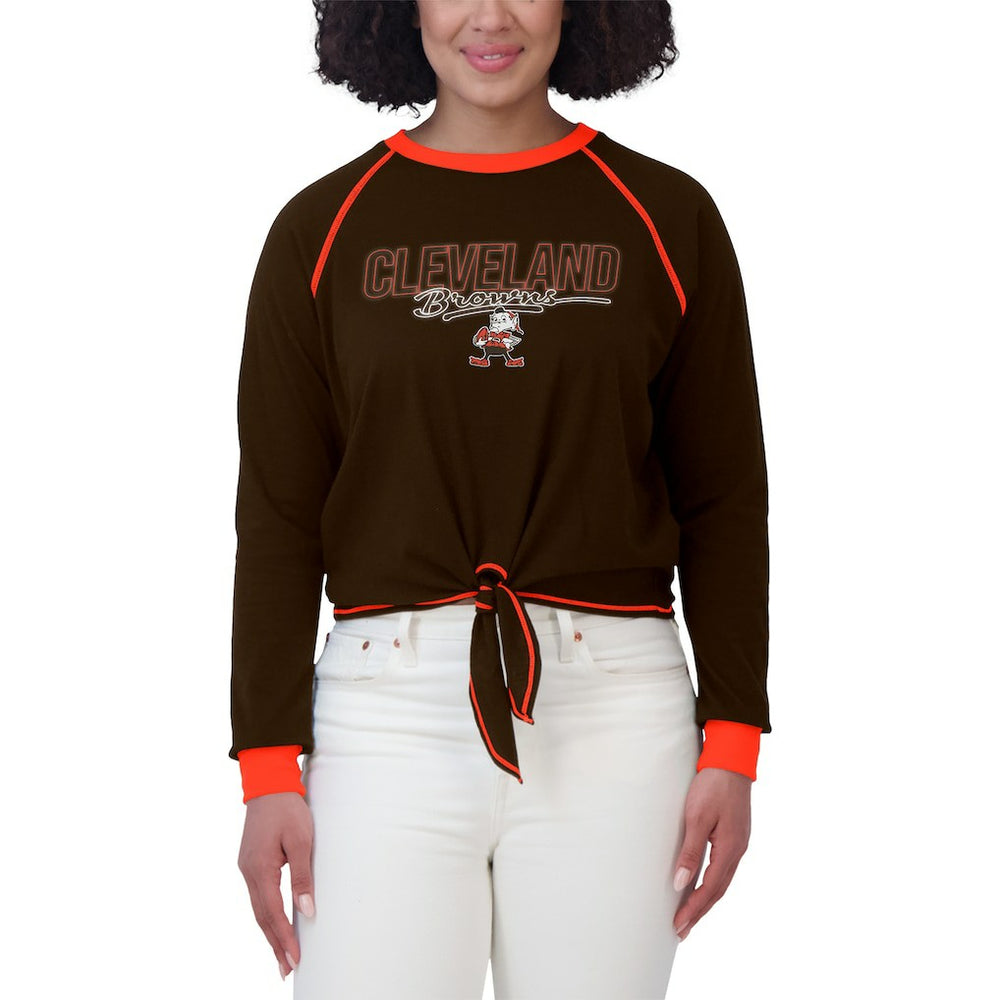 WEAR by Erin Andrews Women's Tie-Front Long Sleeve T-Shirt - Cleveland Browns