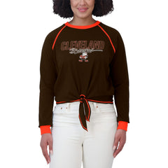 WEAR by Erin Andrews Women's Tie-Front Long Sleeve T-Shirt - Cleveland Browns