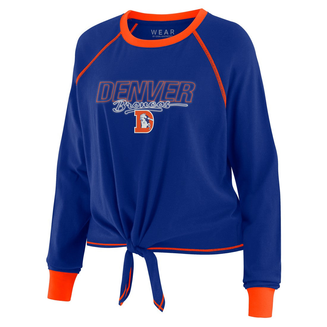 WEAR by Erin Andrews Women's Tie-Front Long Sleeve T-Shirt - Denver Broncos