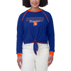 WEAR by Erin Andrews Women's Tie-Front Long Sleeve T-Shirt - Denver Broncos