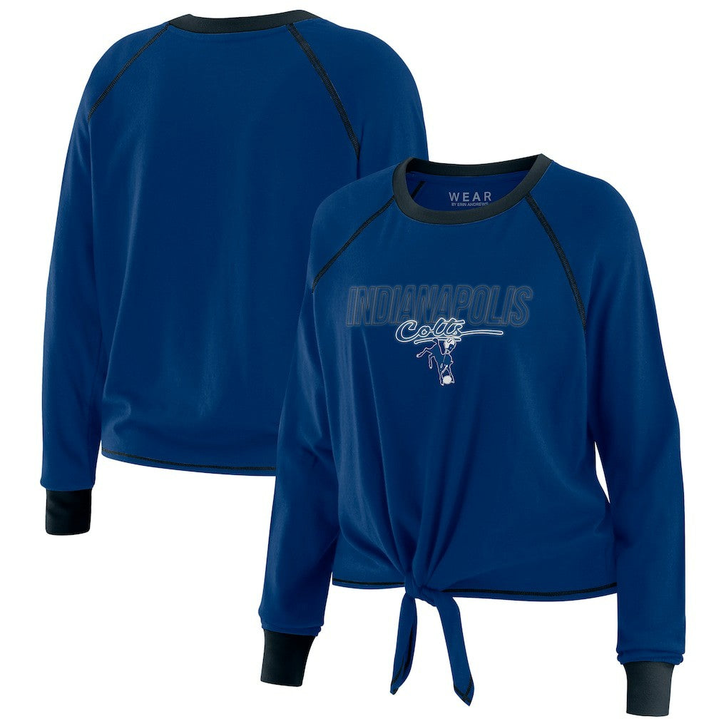WEAR by Erin Andrews Women's Tie-Front Long Sleeve T-Shirt - Indianapolis Colts