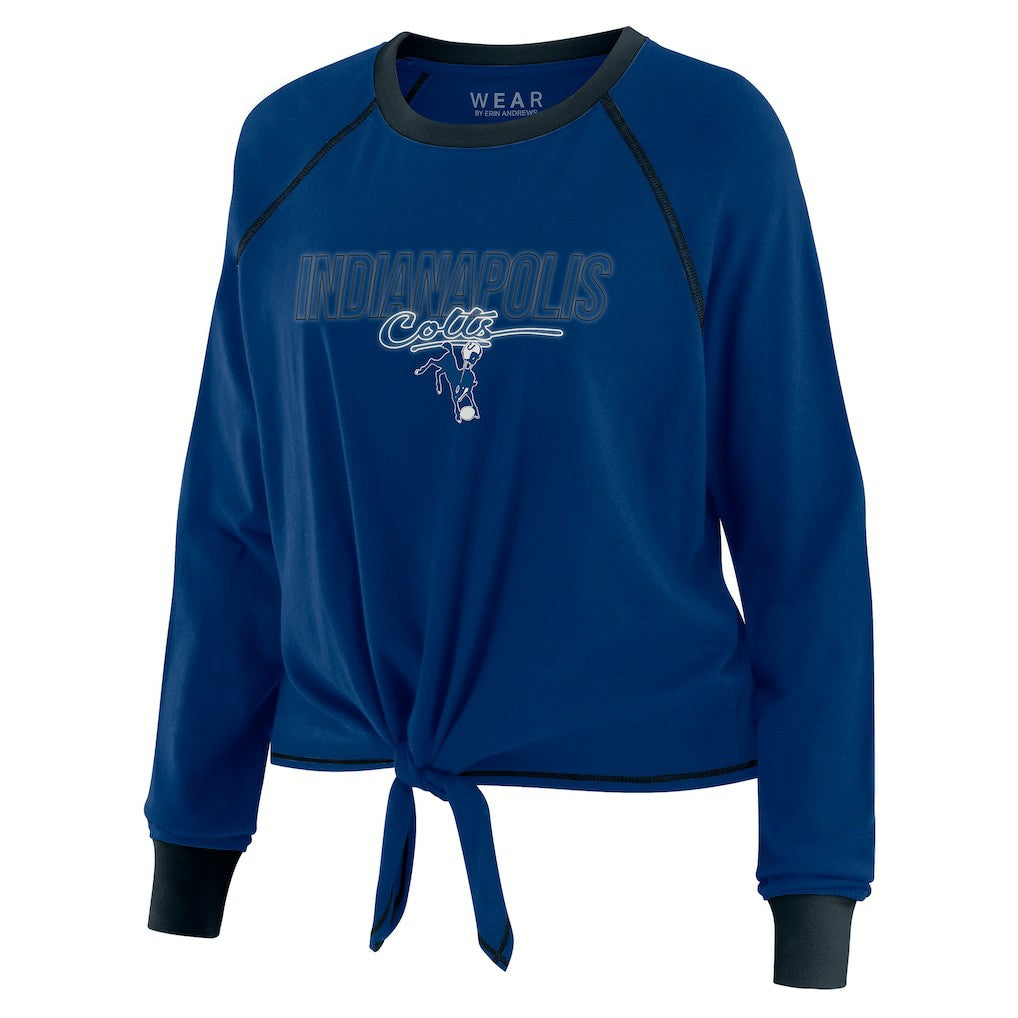 WEAR by Erin Andrews Women's Tie-Front Long Sleeve T-Shirt - Indianapolis Colts