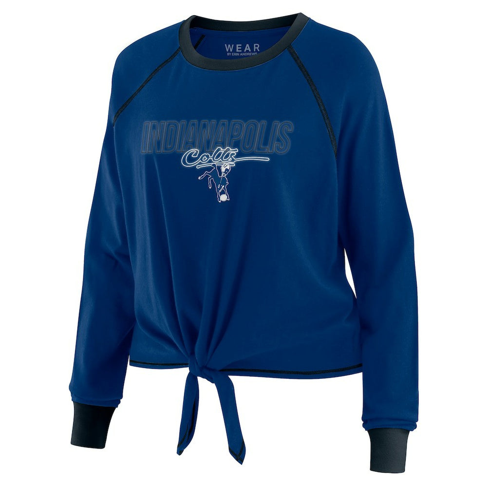 WEAR by Erin Andrews Women's Tie-Front Long Sleeve T-Shirt - Indianapolis Colts