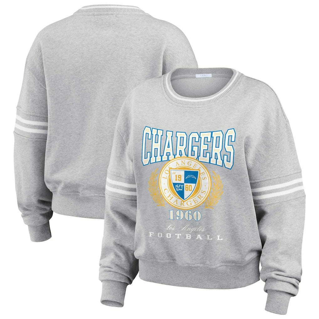 WEAR by Erin Andrews Women's Cropped Pullover Sweatshirt - Los Angeles Chargers