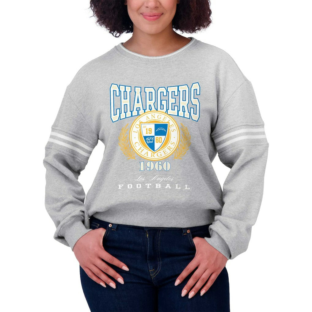 WEAR by Erin Andrews Women's Cropped Pullover Sweatshirt - Los Angeles Chargers