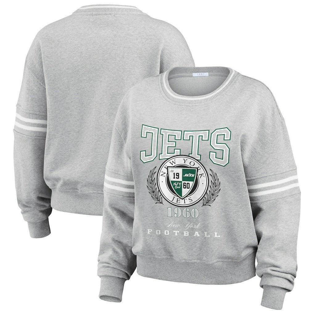 WEAR by Erin Andrews Women's Crest Cropped Pullover Sweatshirt - New York Jets
