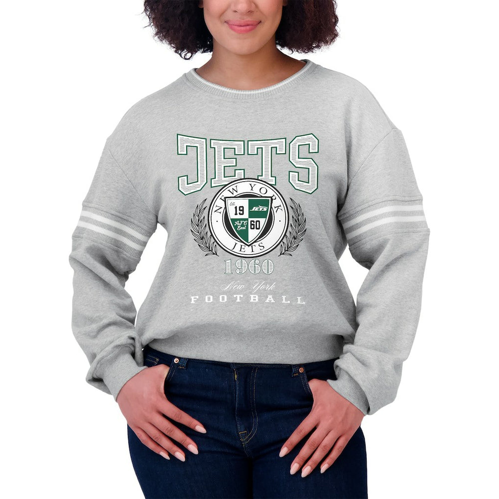 WEAR by Erin Andrews Women's Crest Cropped Pullover Sweatshirt - New York Jets