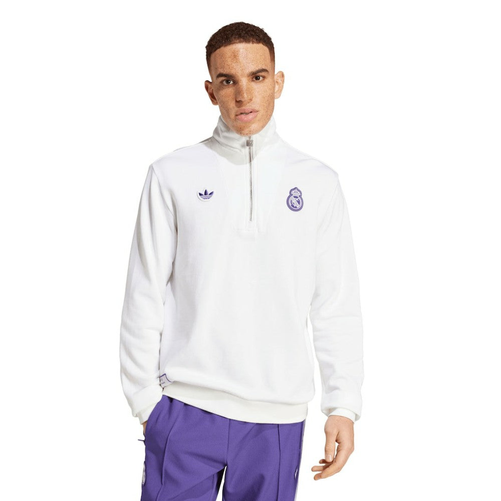 Real Madrid Originals Terrace Icons Collection Half-Zip Top - Adidas White