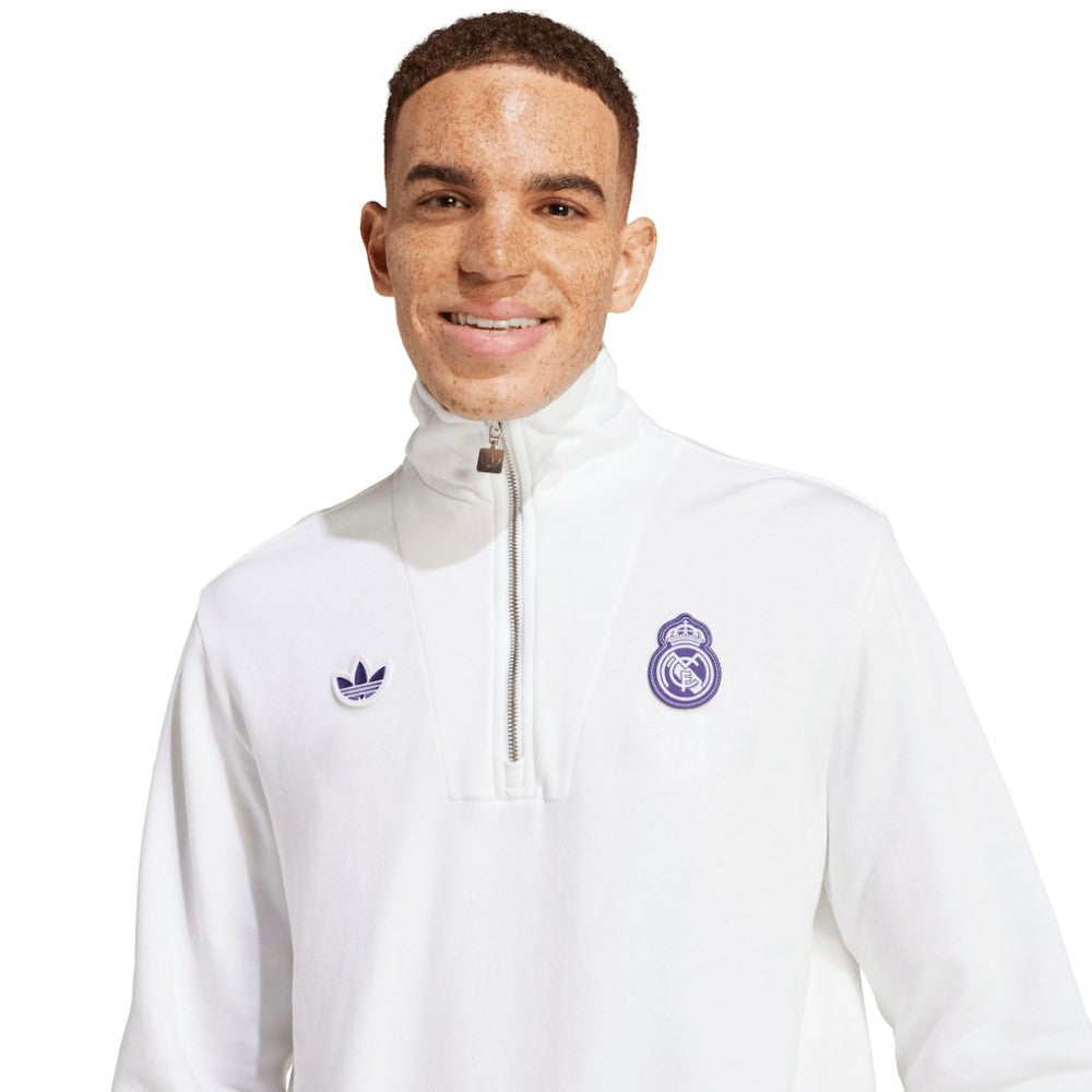 Real Madrid Originals Terrace Icons Collection Half-Zip Top - Adidas White
