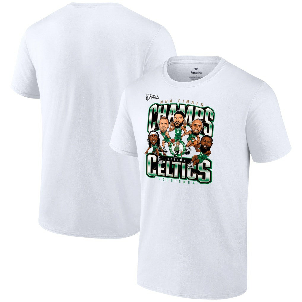 NBA Boston Celtics 2024 NBA Finals Champions Pull Up Jumper Caricature T-Shirt