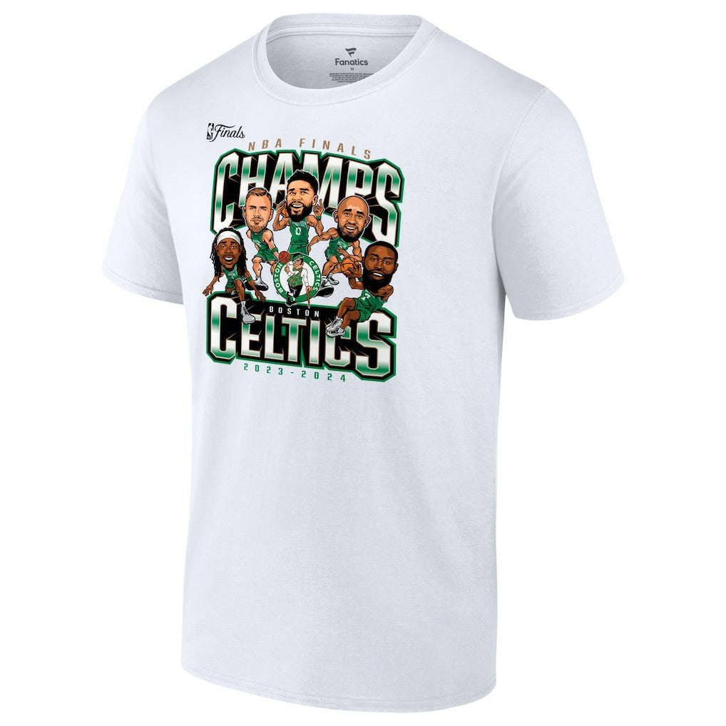 NBA Boston Celtics 2024 NBA Finals Champions Pull Up Jumper Caricature T-Shirt
