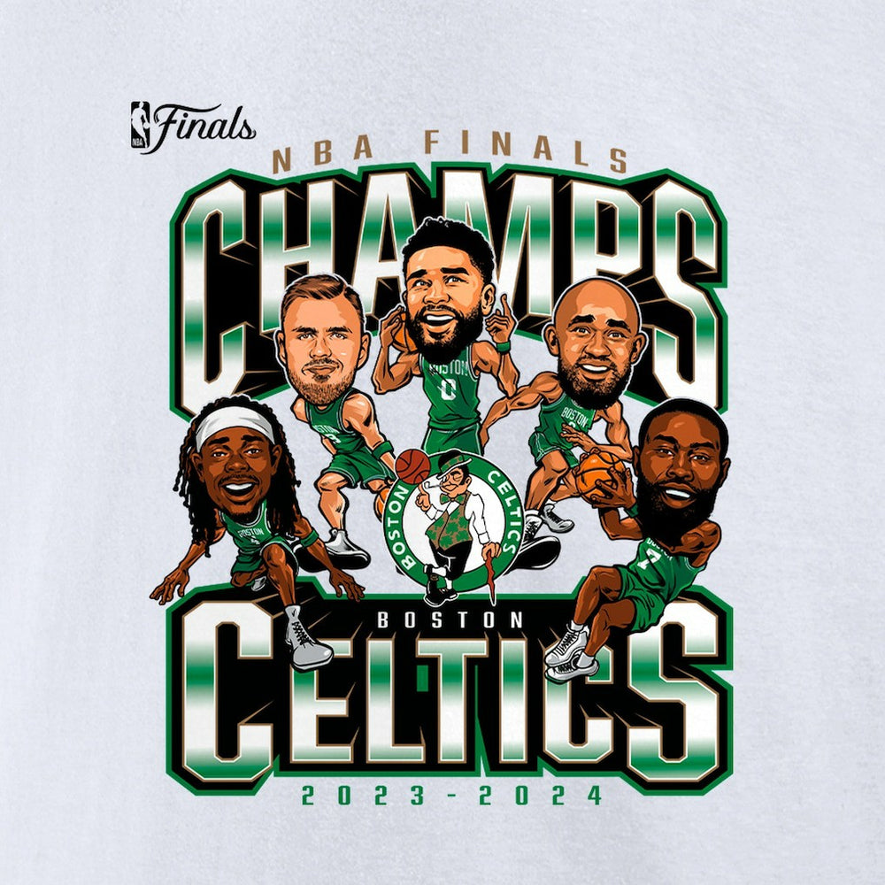 NBA Boston Celtics 2024 NBA Finals Champions Pull Up Jumper Caricature T-Shirt