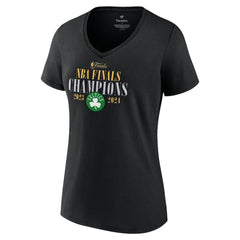 NBA Boston Celtics Women's 2024 NBA Finals Champions Fade Away Jumper Roster Signature V-Neck T-Shirt