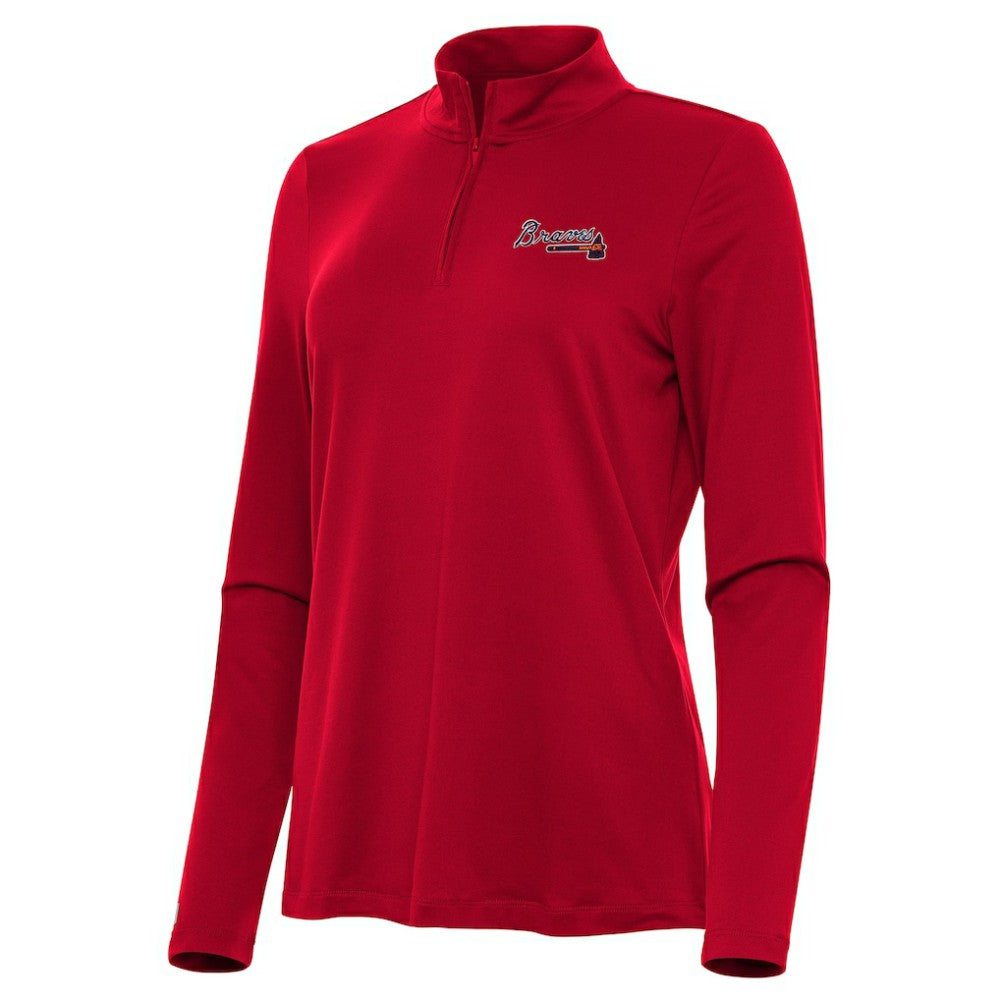 MLB Atlanta Braves Antigua Women's Reprocess Quarter-Zip Top - Red