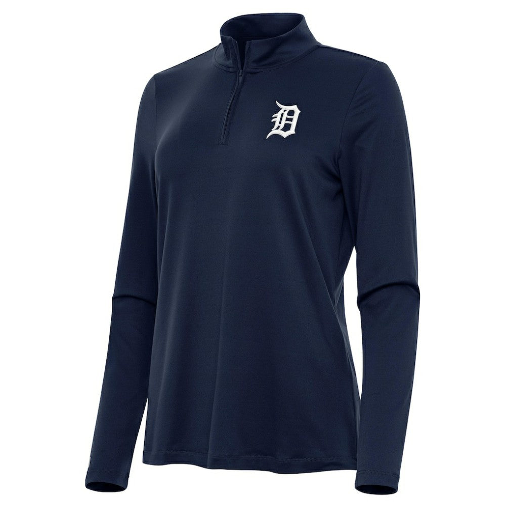 MLB Detroit Tigers Antigua Women's Reprocess Quarter-Zip Top - Navy