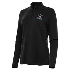 MLB Miami Marlins Antigua Women's Reprocess Quarter-Zip Top - Black