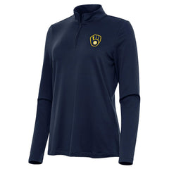 MLB Milwaukee Brewers Antigua Women's Reprocess Quarter-Zip Top - Navy