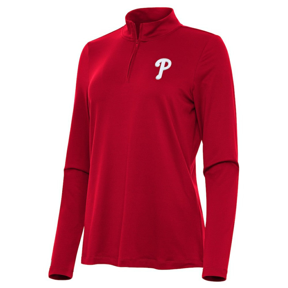 MLB Philadelphia Phillies Antigua Women's Reprocess Quarter-Zip Top - Red