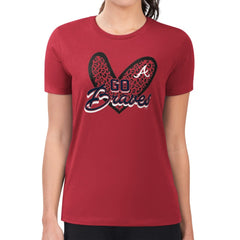 MLB Atlanta Braves G-III 4Her by Carl Banks Women's Super-Slim Fit Lightweight Leopard Heart T-Shirt