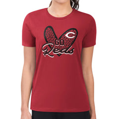 MLB Cincinnati Reds G-III 4Her by Carl Banks Women's Super-Slim Fit Lightweight Leopard Heart T-Shirt