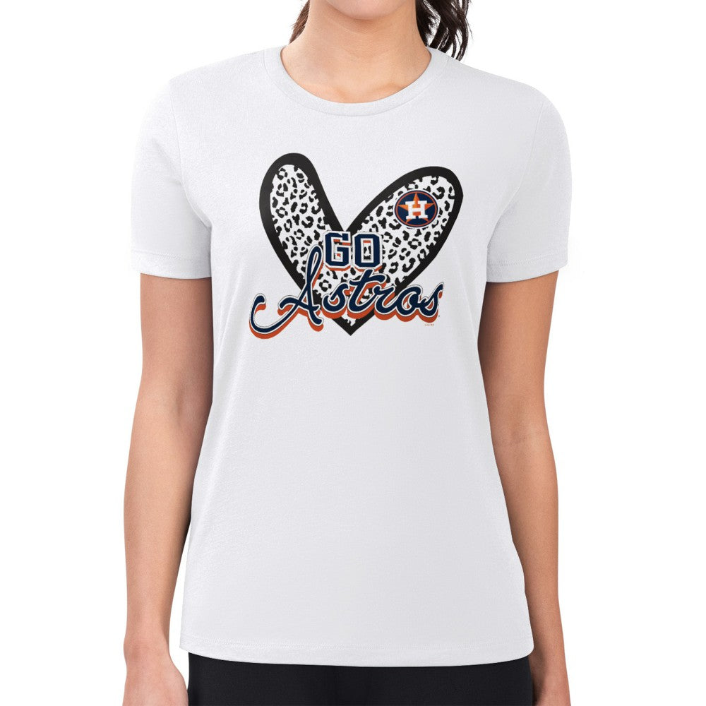 MLB Houston Astros G-III 4Her by Carl Banks Women's Super-Slim Fit Lightweight Leopard Heart T-Shirt