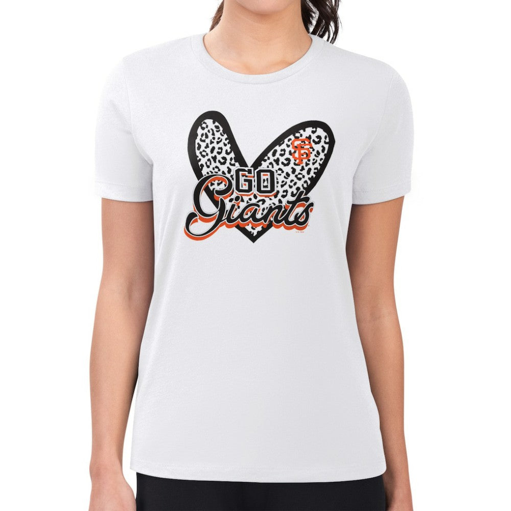 MLB San Francisco Giants G-III 4Her by Carl Banks Women's Super-Slim Fit Lightweight Leopard Heart T-Shirt