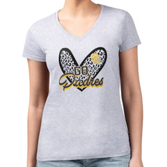 MLB San Diego Padres G-III 4Her by Carl Banks Women's Super-Slim Fit Lightweight Leopard Heart V-Neck T-Shirt