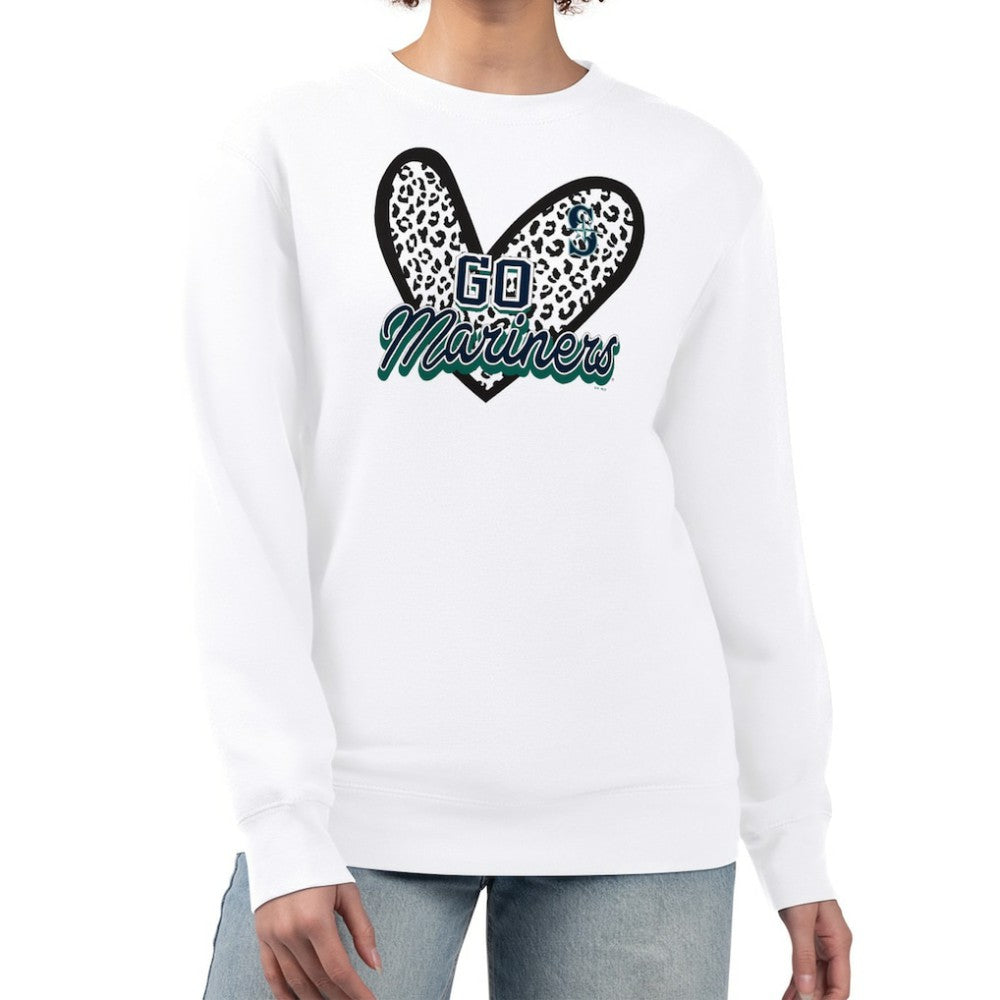 MLB Seattle Mariners G-III 4Her by Carl Banks Women's Leopard Heart Pullover Sweatshirt