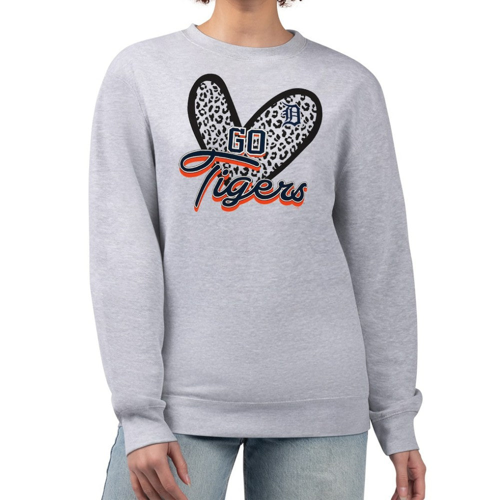 MLB Detroit Tigers G-III 4Her by Carl Banks Women's Leopard Heart Pullover Sweatshirt