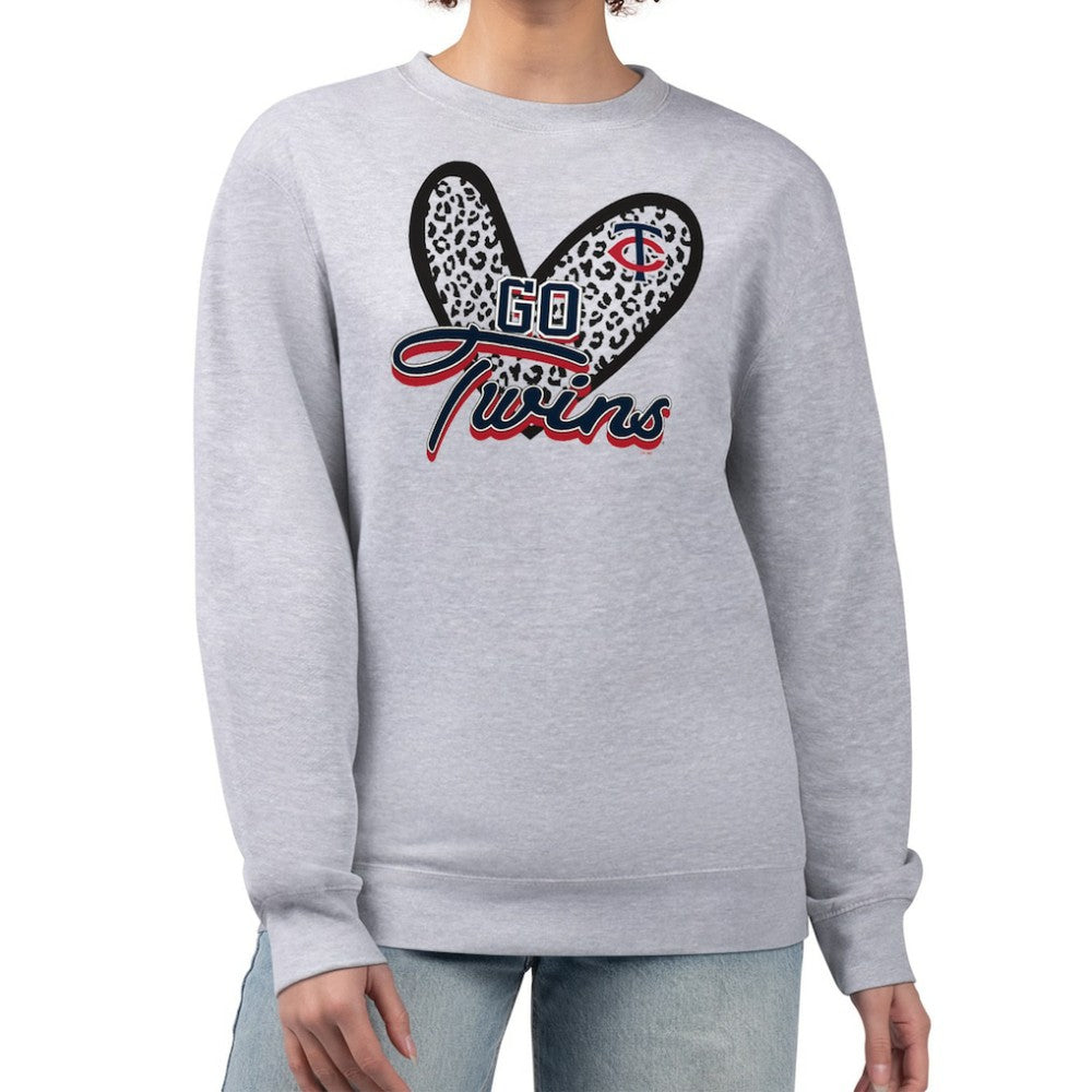 MLB Minnesota Twins G-III 4Her by Carl Banks Women's Leopard Heart Pullover Sweatshirt