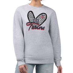 MLB Minnesota Twins G-III 4Her by Carl Banks Women's Leopard Heart Pullover Sweatshirt