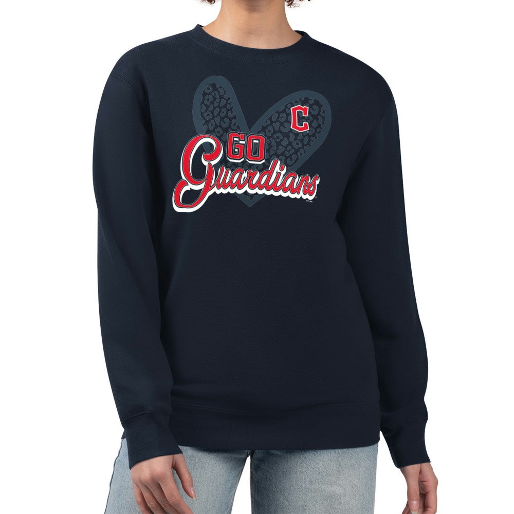 MLB Cleveland Guardians G-III 4Her by Carl Banks Women's Leopard Heart Pullover Sweatshirt