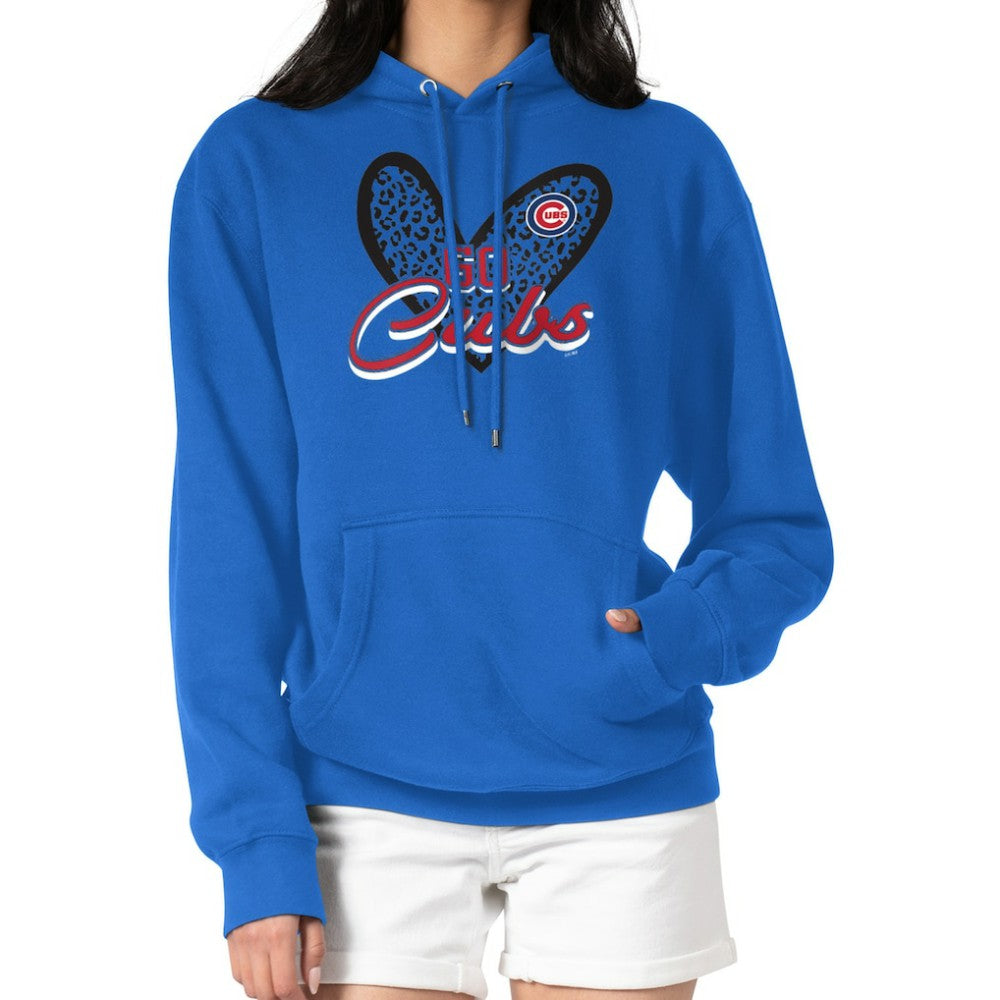 MLB Chicago Cubs G-III 4Her by Carl Banks Women's Leopard Heart Pullover Hoodie