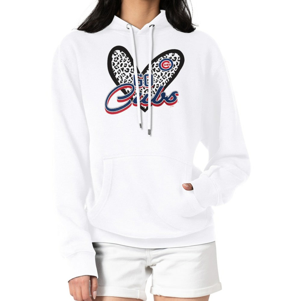 MLB Chicago Cubs G-III 4Her by Carl Banks Women's Leopard Heart Pullover Hoodie