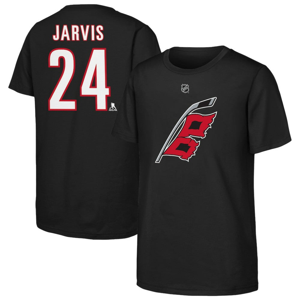 NHL Black Seth Jarvis Carolina Hurricanes Youth Player Name & Number T-Shirt