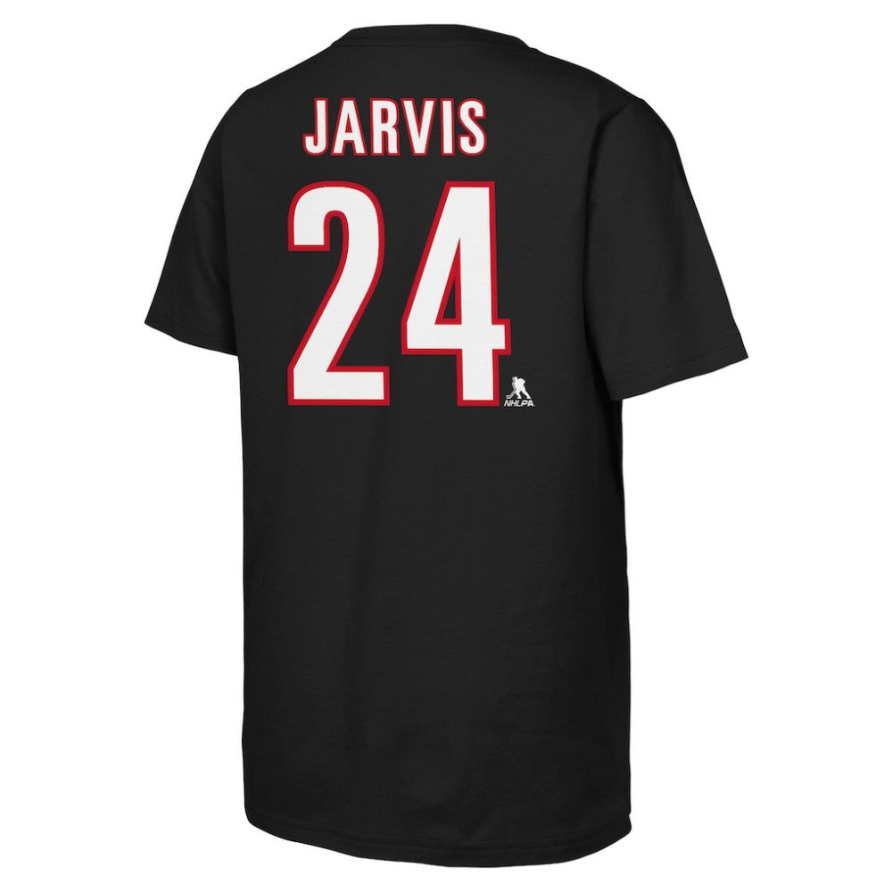 NHL Black Seth Jarvis Carolina Hurricanes Youth Player Name & Number T-Shirt