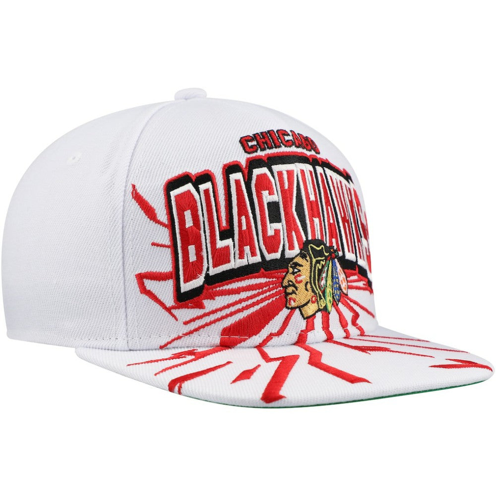 NHL White Chicago Blackhawks Mitchell & Ness Youth After Shock Snapback Hat