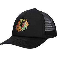 NHL Black Chicago Blackhawks Mitchell & Ness Youth Core Trucker Adjustable Hat