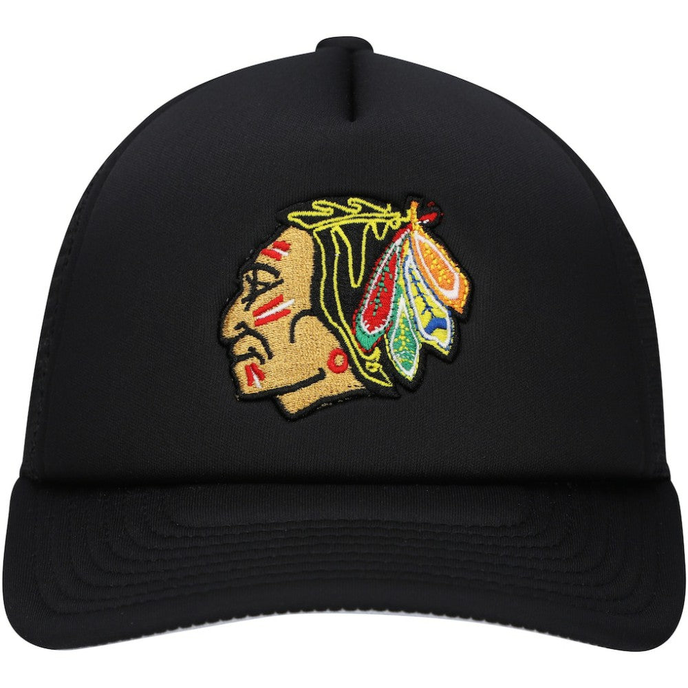 NHL Black Chicago Blackhawks Mitchell & Ness Youth Core Trucker Adjustable Hat