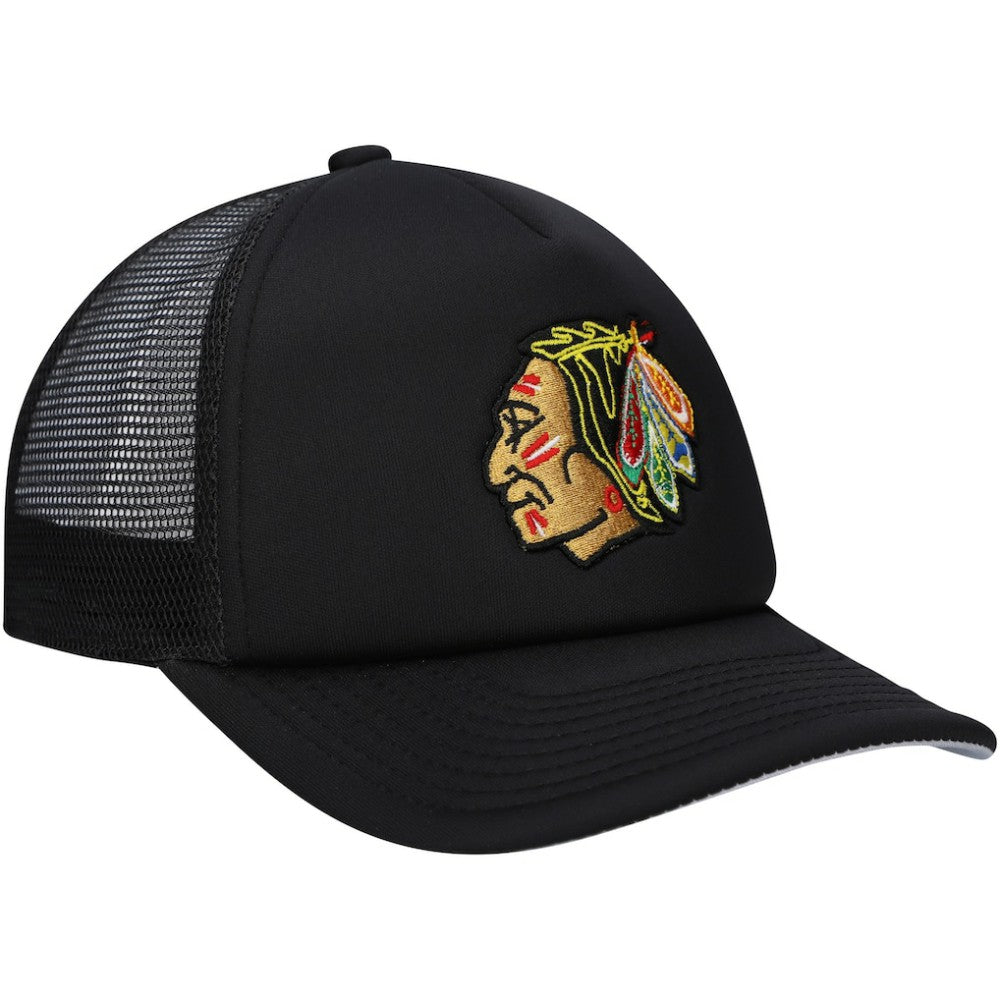 NHL Black Chicago Blackhawks Mitchell & Ness Youth Core Trucker Adjustable Hat