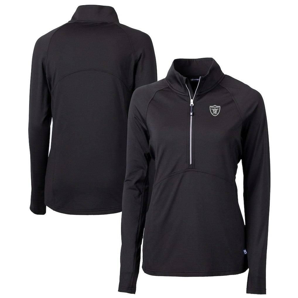 Cutter & Buck Women's Adapt Eco Knit Stretch Recycled Half-Zip Pullover Top - Las Vegas Raiders