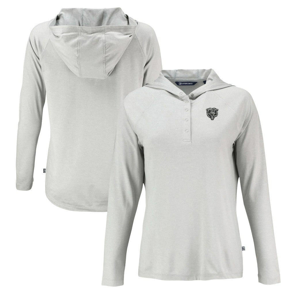 Cutter & Buck Women's Coastline Epic Comfort Eco Recycled Long Sleeve Hoodie T-Shirt - Chicago Bears