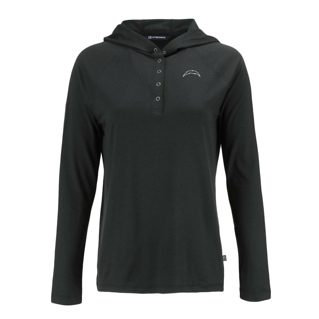 Cutter & Buck Women's Coastline Epic Comfort Eco Recycled Long Sleeve Hoodie T-Shirt - Los Angeles Chargers