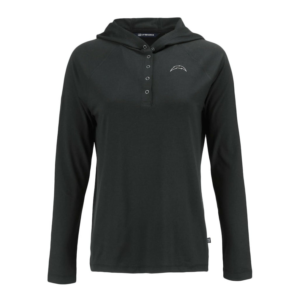 Cutter & Buck Women's Coastline Epic Comfort Eco Recycled Long Sleeve Hoodie T-Shirt - Los Angeles Chargers