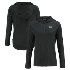 Cutter & Buck Women's Coastline Epic Comfort Eco Recycled Long Sleeve Hoodie T-Shirt - Green Bay Packers