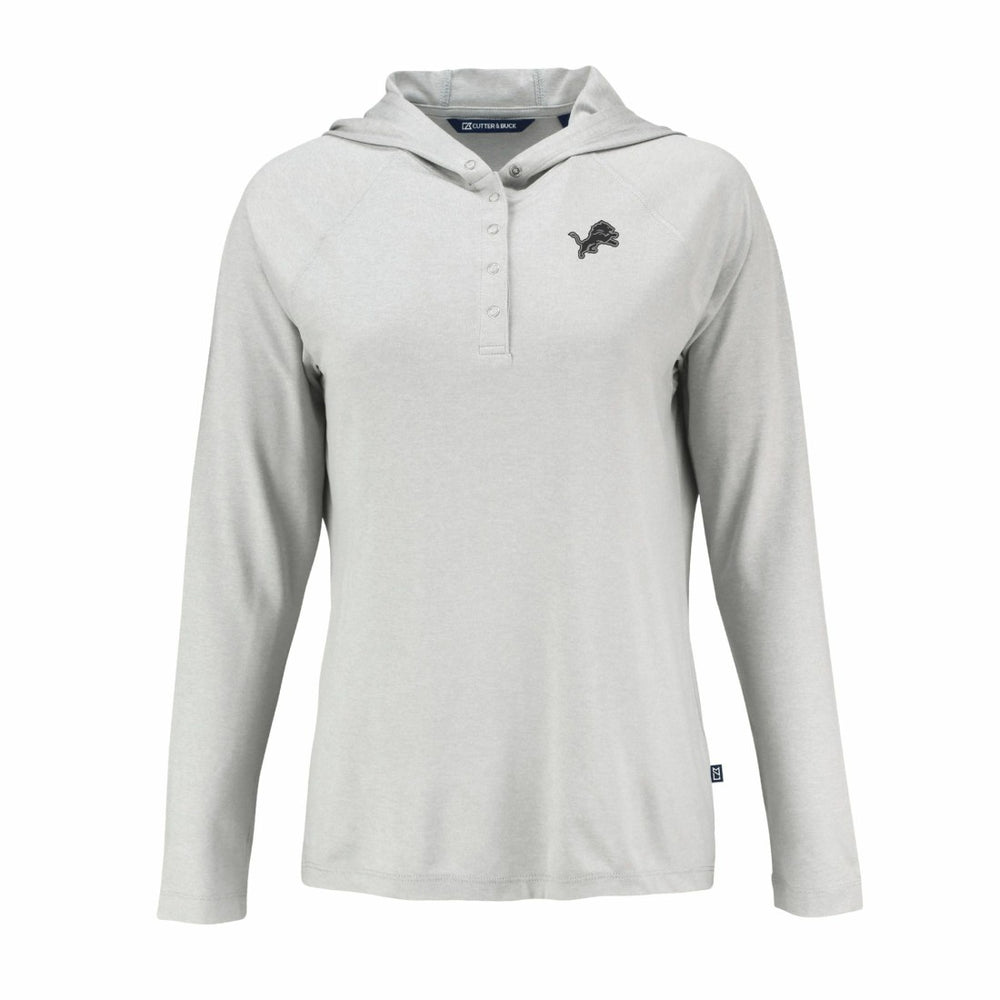 Cutter & Buck Women's Coastline Epic Comfort Eco Recycled Long Sleeve Hoodie T-Shirt - Detroit Lions
