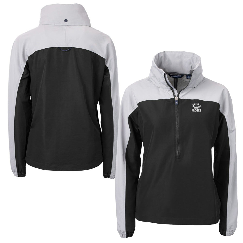 Cutter & Buck Women's Charter Eco Recycled Half-Zip Hoodie Anorak Jacket - Green Bay Packers