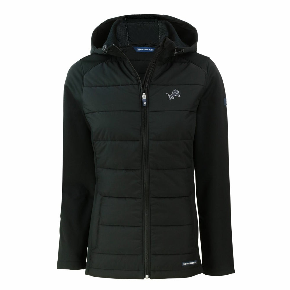 Cutter & Buck Women's Evoke Hybrid Eco Softshell Recycled Full-Zip Hoodie Jacket - Detroit Lions